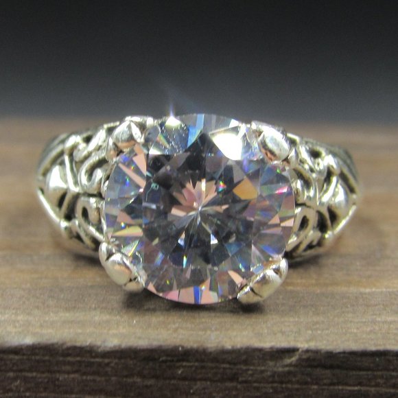 Jewelry - Size 6.75 Sterling Large Clear Cubic Zirconia Ring